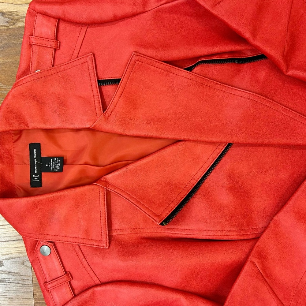 Inc Red Shell Non Leather Lining Jacket - image 2